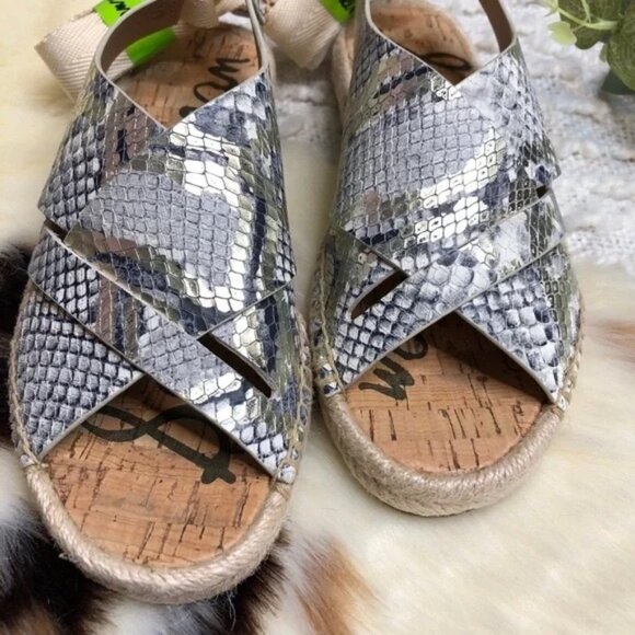 ๐ธSam Edelman Women's Leather Snake Print Espadrille Sandals Size 5.5 Boho - Picture 4 of 10